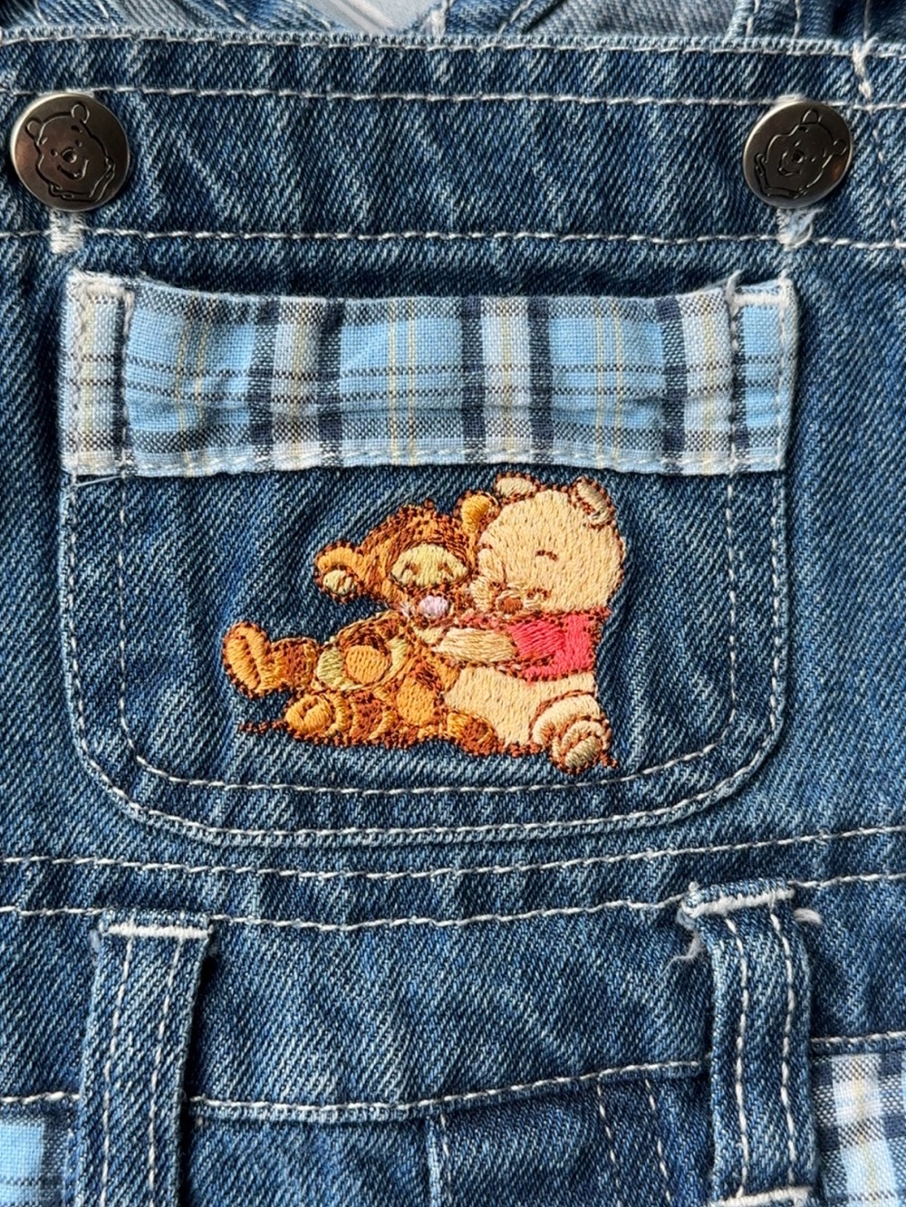 Vintage Disney Blue Denim Winnie the Pooh Short Overalls - Picture 3 of 4